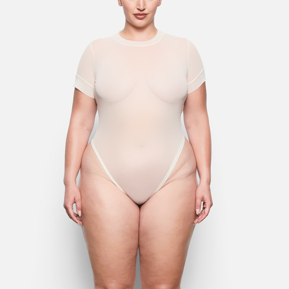 Skims SUMMER MESH T-shirt Bodysuit Wit | PDM-278136