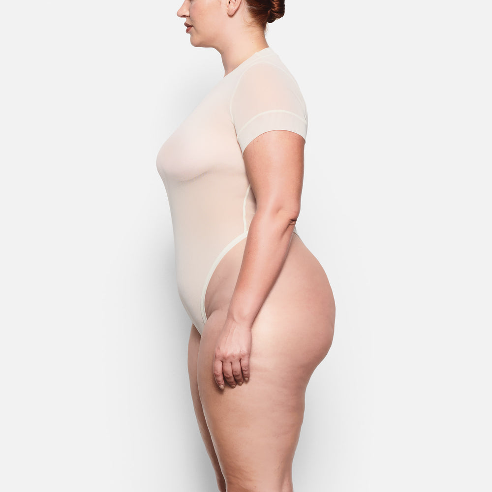 Skims SUMMER MESH T-shirt Bodysuit Wit | PDM-278136
