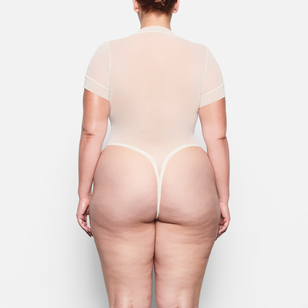 Skims SUMMER MESH T-shirt Bodysuit Wit | PDM-278136