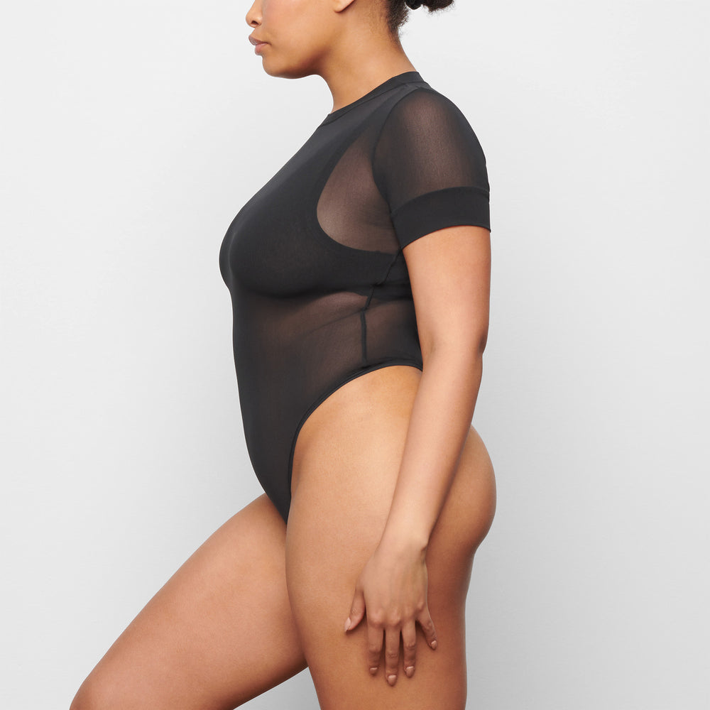 Skims SUMMER MESH T-shirt Bodysuit Zwart | ZRC-574283