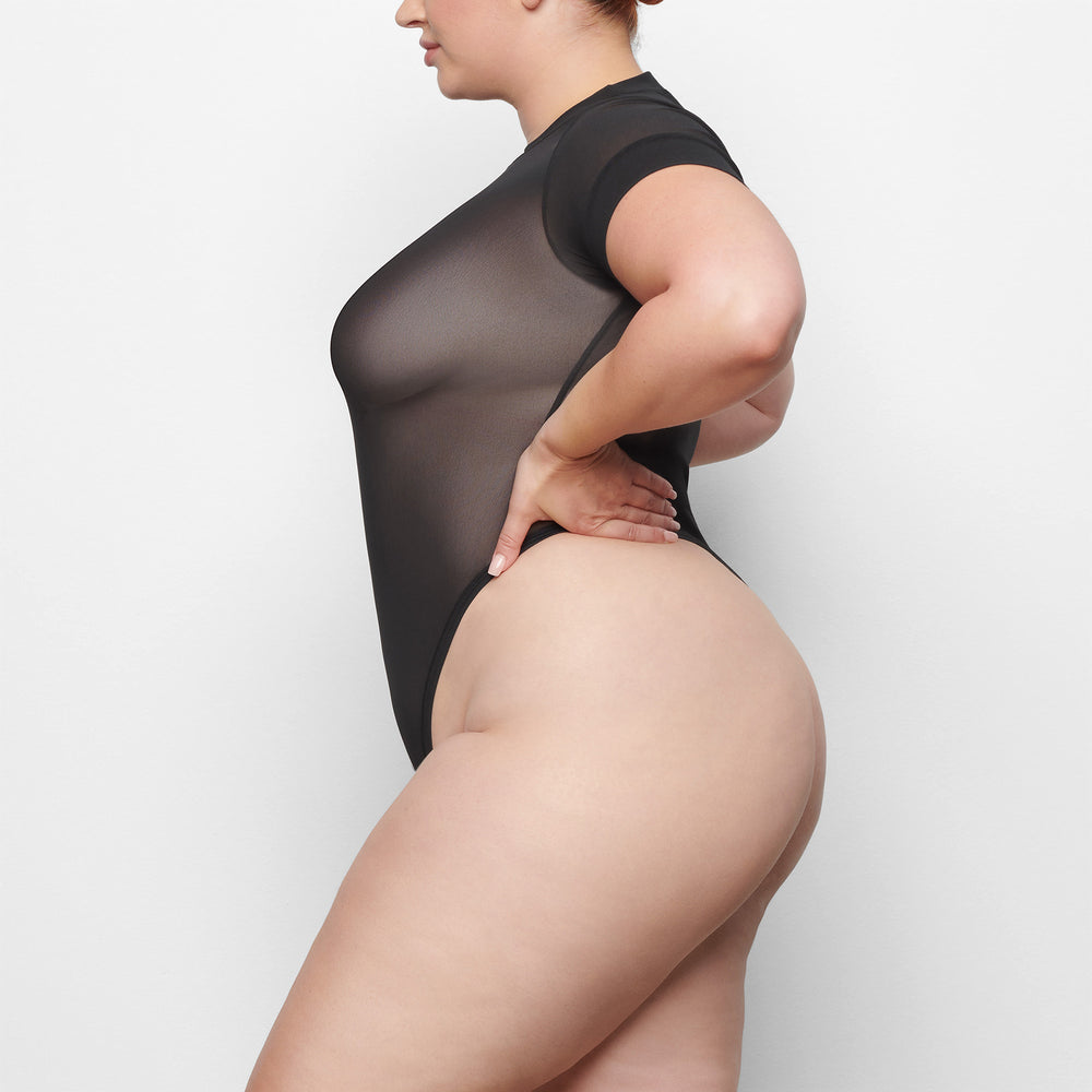 Skims SUMMER MESH T-shirt Bodysuit Zwart | ZRC-574283