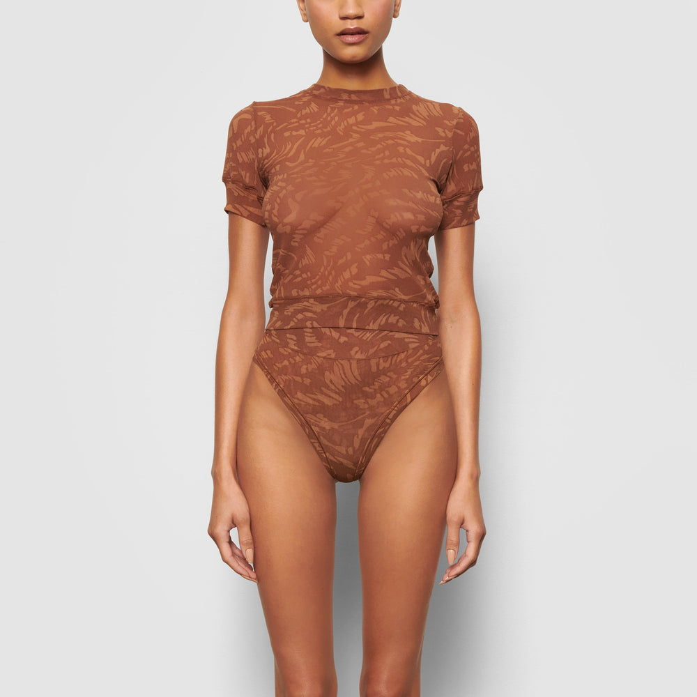 Skims SUMMER MESH T-shirt Bruin | MZL-467931