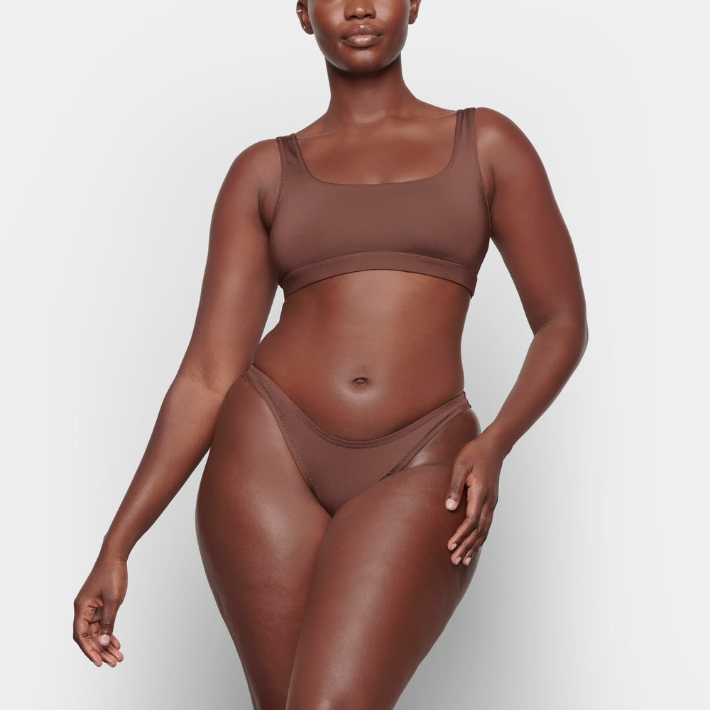 Skims SWIM DIPPED MID WAIST BOTTOMS Two Pieces Chocola | REM-856921