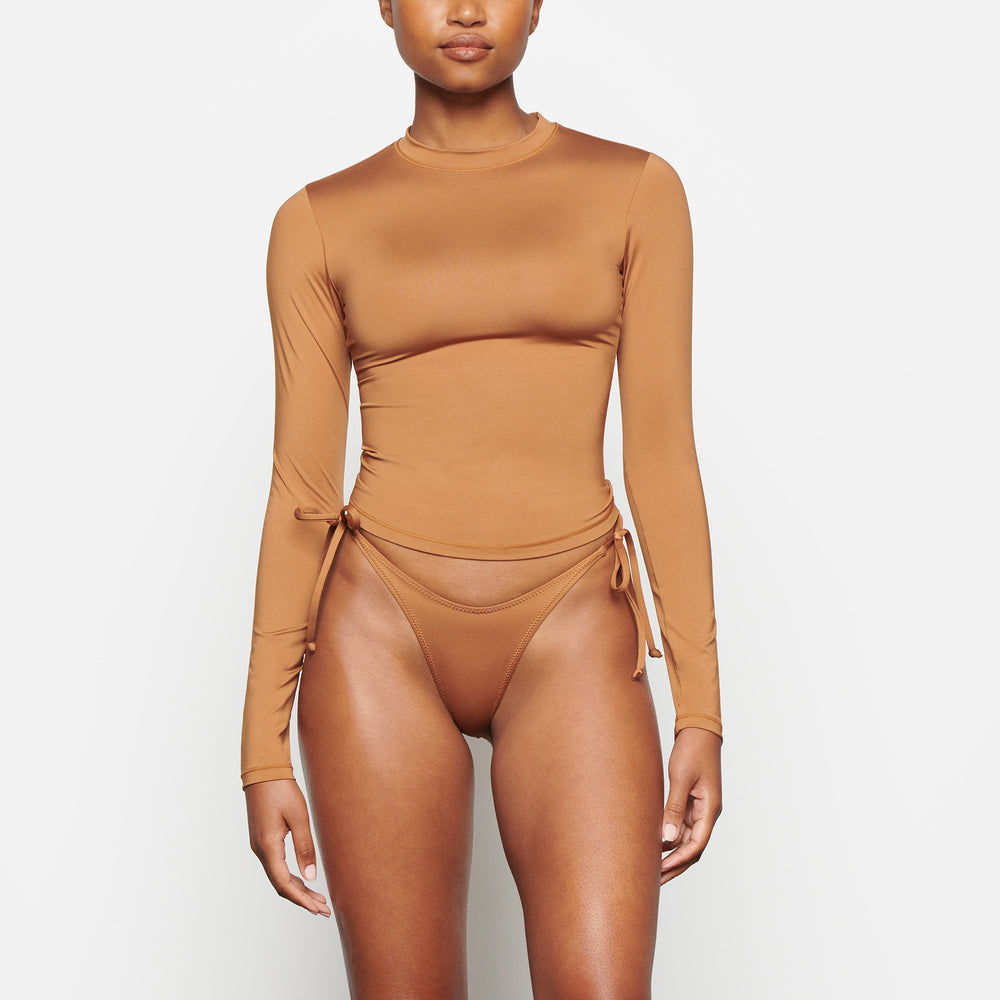 Skims SWIM LONG SLEEVE SHIRT Cover-ups Abrikoos | XWQ-149827