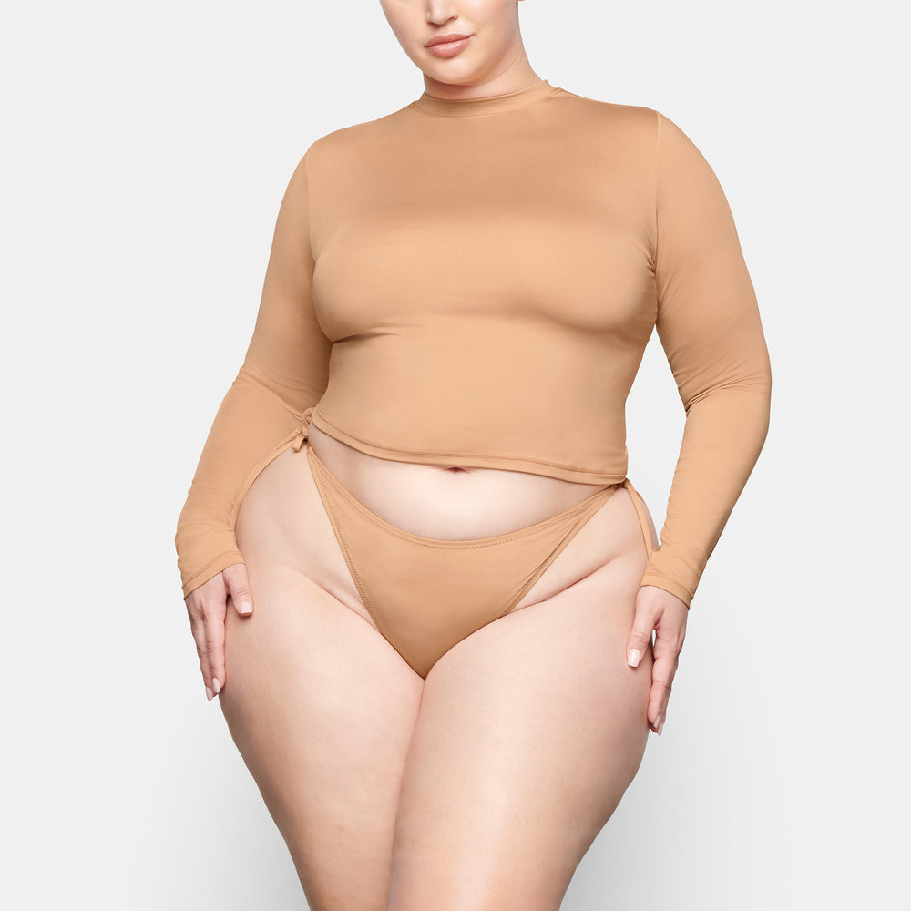 Skims SWIM LONG SLEEVE SHIRT Cover-ups Beige | TLB-175836