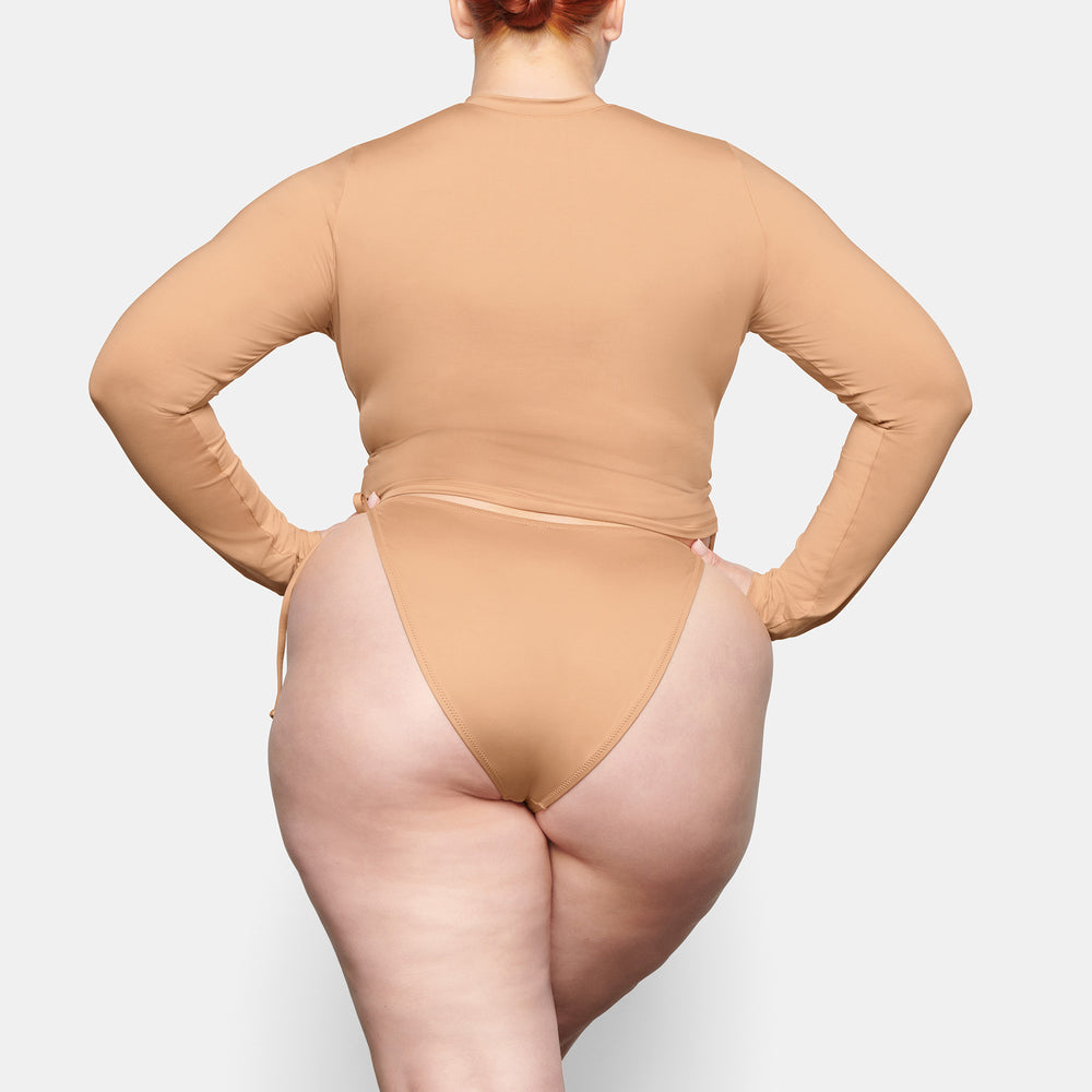 Skims SWIM LONG SLEEVE SHIRT Cover-ups Beige | TLB-175836