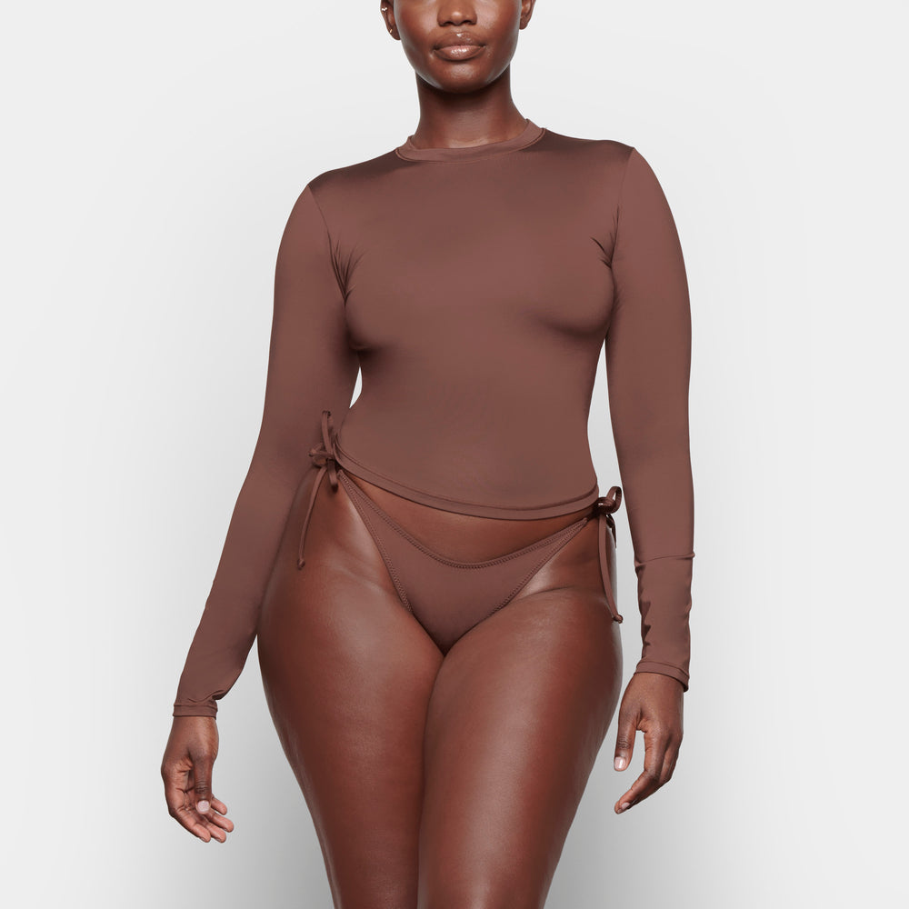 Skims SWIM LONG SLEEVE SHIRT Cover-ups Chocola | KZS-047512