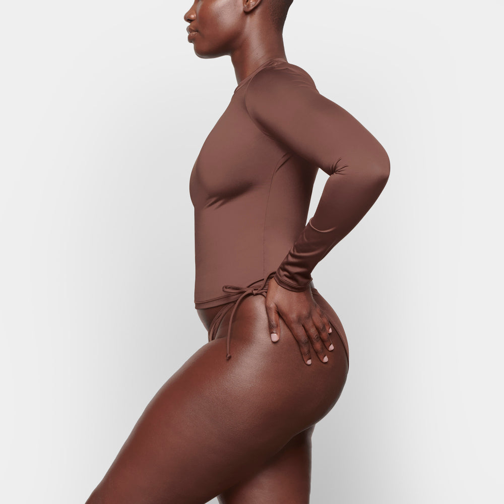 Skims SWIM LONG SLEEVE SHIRT Cover-ups Chocola | KZS-047512