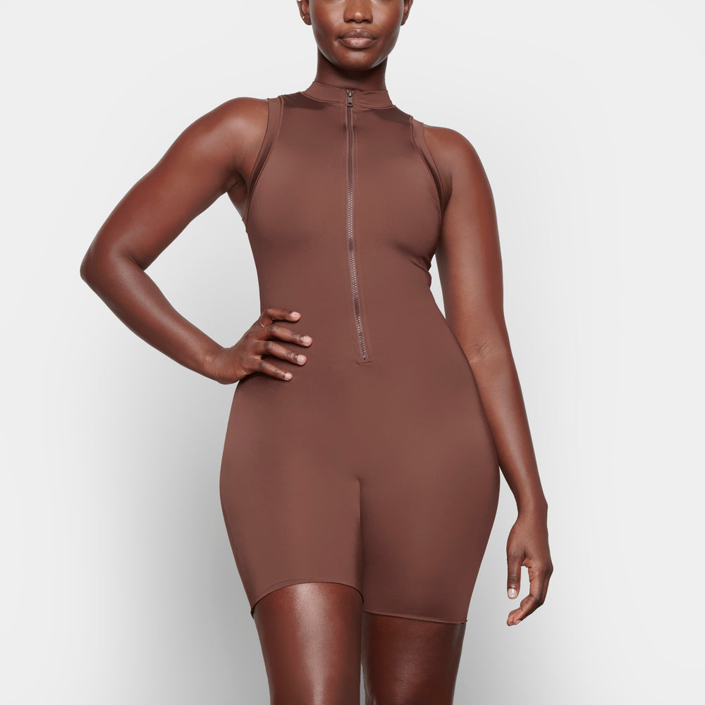 Skims SWIM MOCK NECK CYCLE SUIT One Piece Chocola | XGI-589014