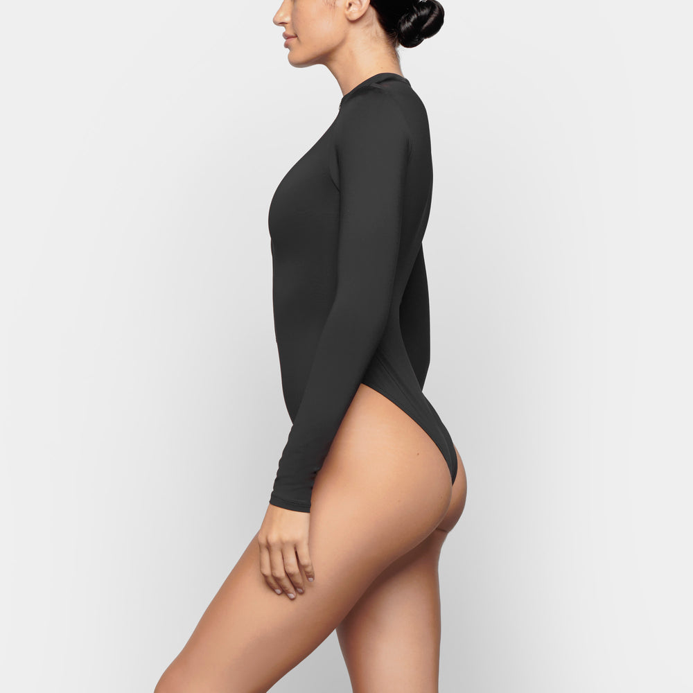 Skims SWIM ZIP FRONT LONG SLEEVE One Piece Zwart | BEC-349708