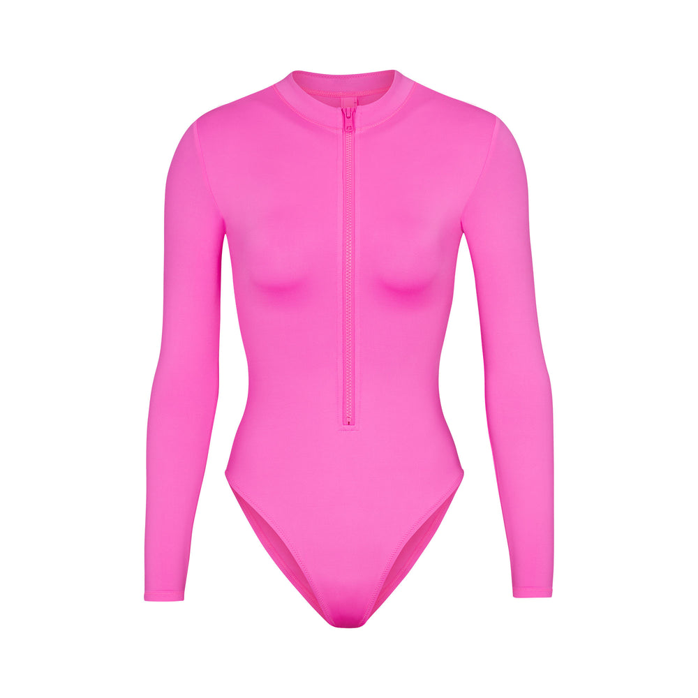 Skims SWIM ZIP FRONT LONG SLEEVE One Piece Roze | HPM-792863