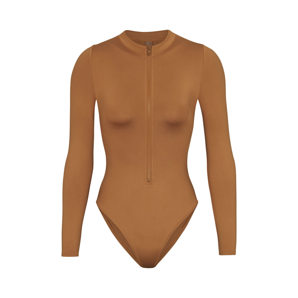 Skims SWIM ZIP FRONT LONG SLEEVE One Piece Abrikoos | YFR-372146