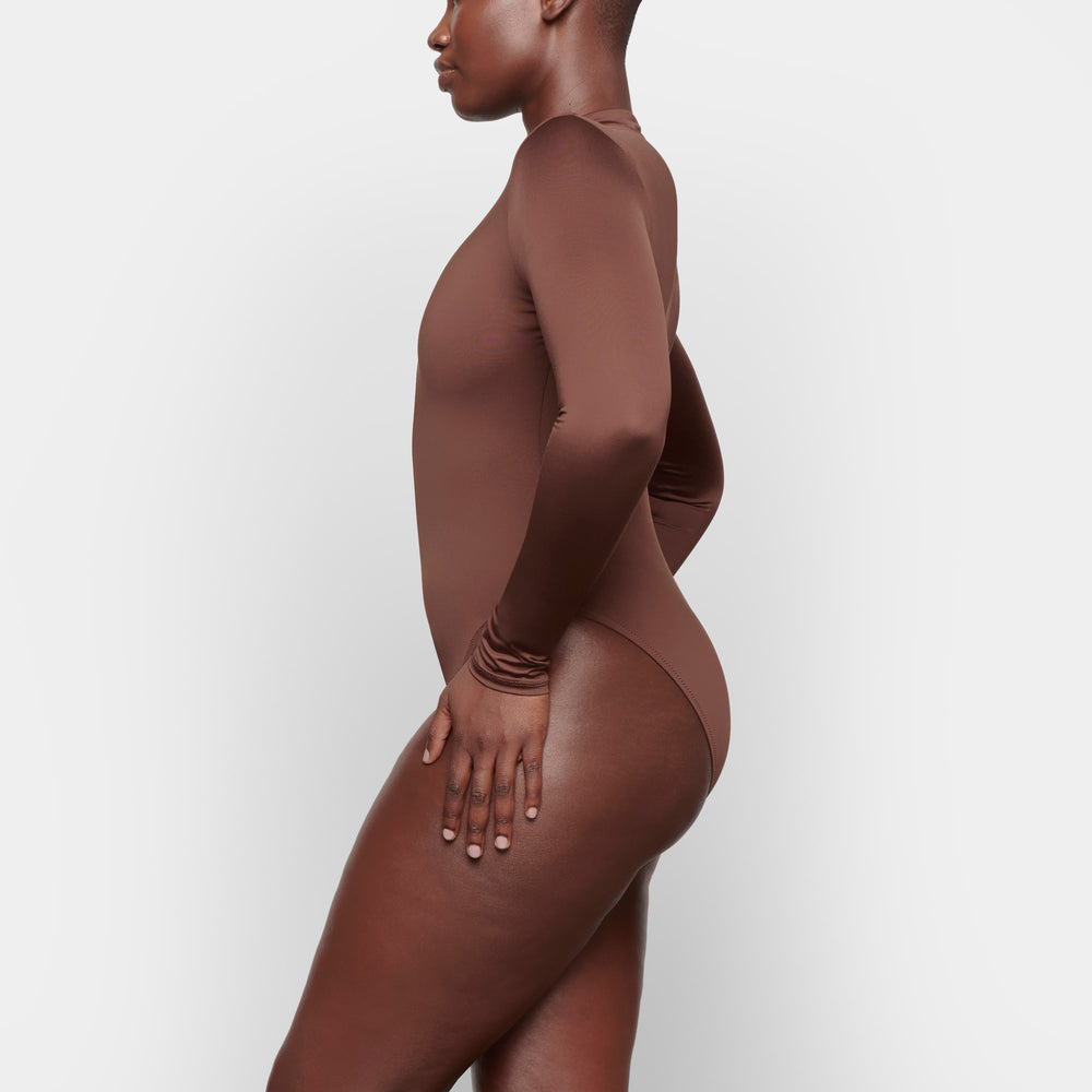 Skims SWIM ZIP FRONT LONG SLEEVE One Piece Chocola | ZQU-573214