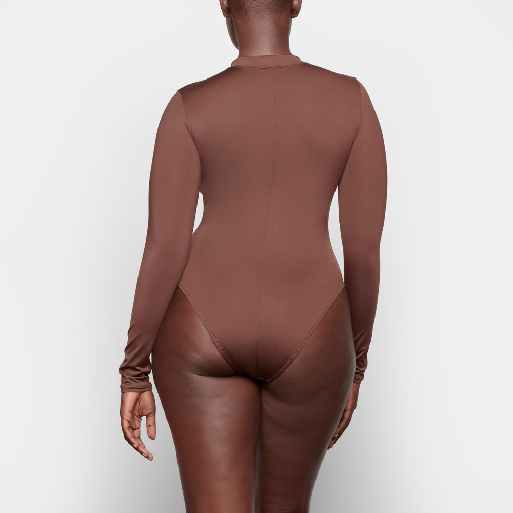 Skims SWIM ZIP FRONT LONG SLEEVE One Piece Chocola | ZQU-573214