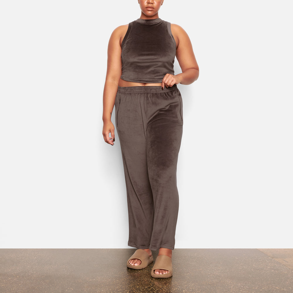 Skims VELOUR CREW NECK Tank Paars Grijs | SLM-472901