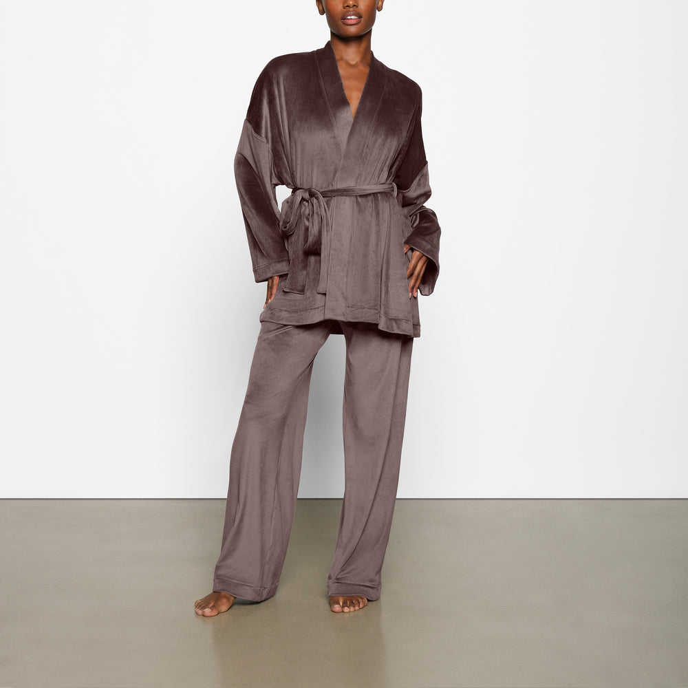 Skims VELOUR WRAP Sleep Set Paars Grijs | TZS-508763