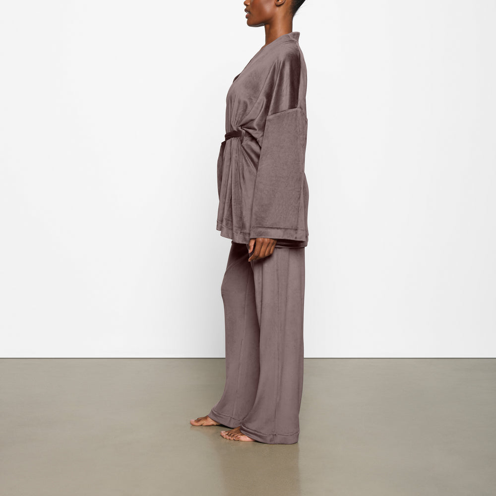 Skims VELOUR WRAP Sleep Set Paars Grijs | TZS-508763