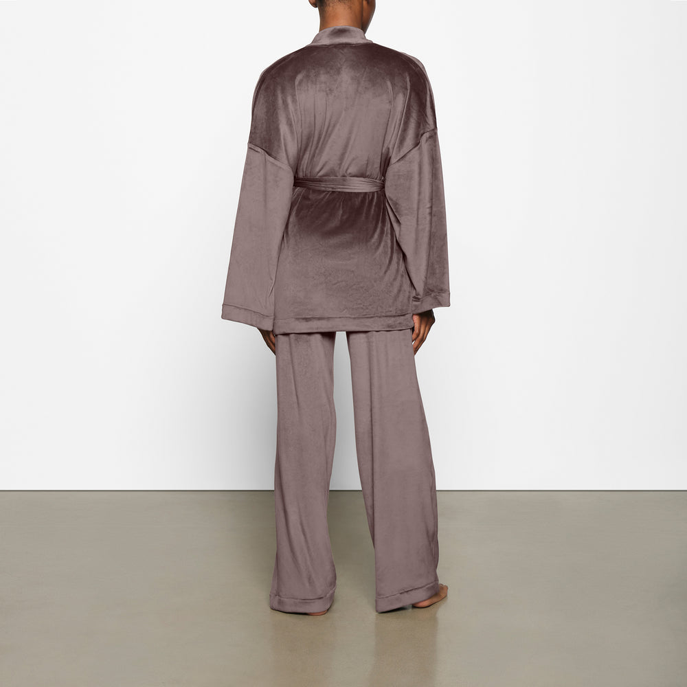 Skims VELOUR WRAP Sleep Set Paars Grijs | TZS-508763
