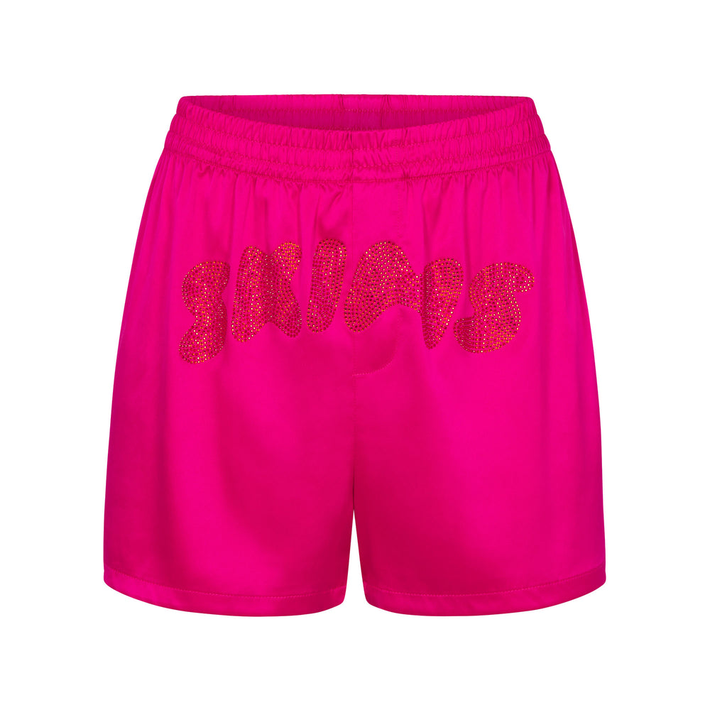 Skims WOVEN SHINE Boxer Shorts Roze | GEF-497126