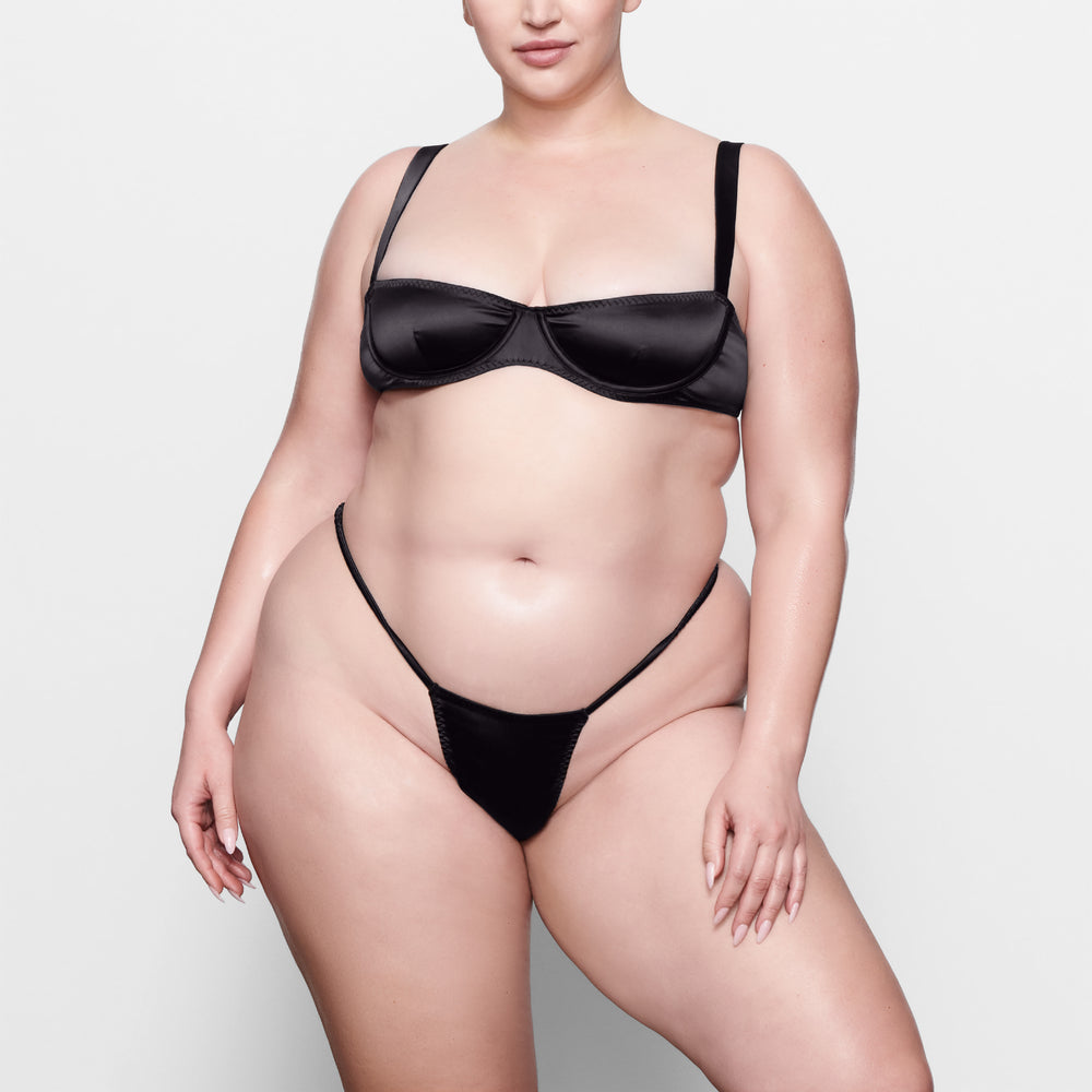 Skims WOVEN SHINE SCRUNCHIE STRING Thong Zwart | RXD-961708