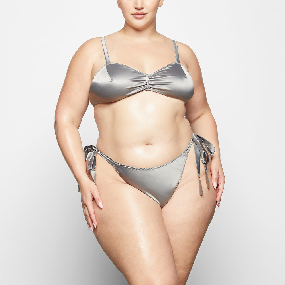 Skims WOVEN SHINE TIE BACK Bralette Lichtgrijs | NHY-697438