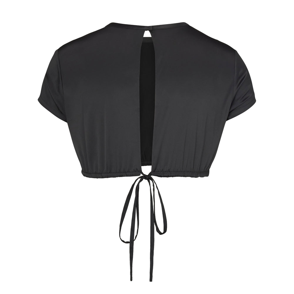Skims WOVEN SHINE T-shirt Zwart | NWB-350762