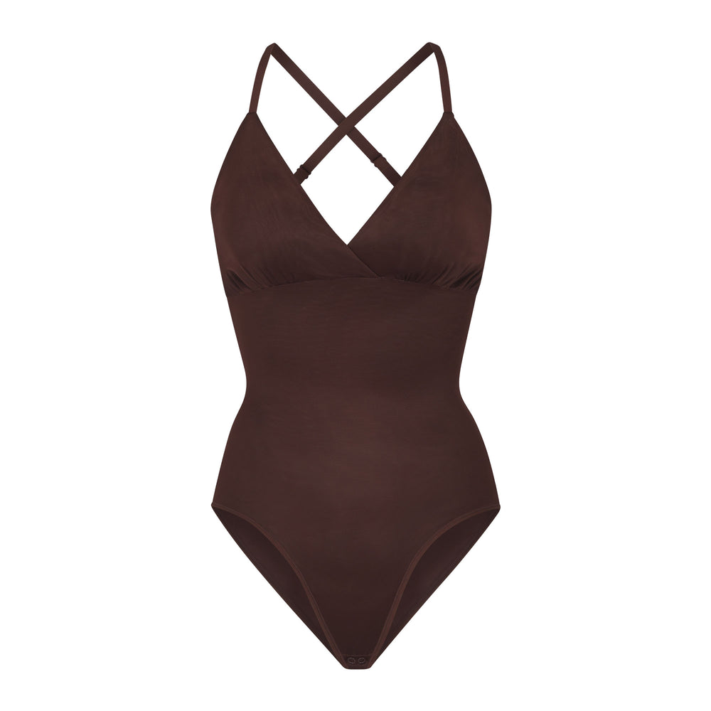 Skims BARELY THERE BODYSUIT BRIEF W/ SNAPS Bodysuit Chocola | EVK-637891