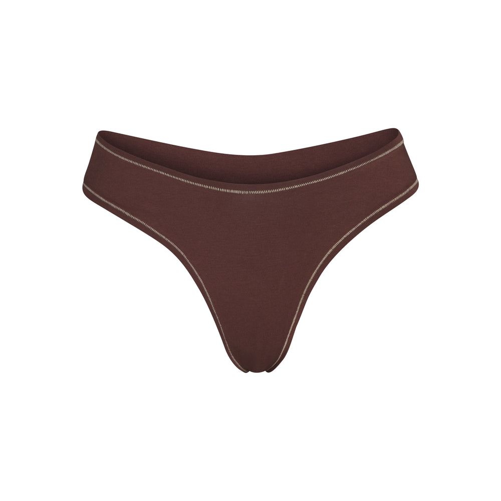 Skims COTTON JERSEY DIPPED Thong Chocola | JTH-769043