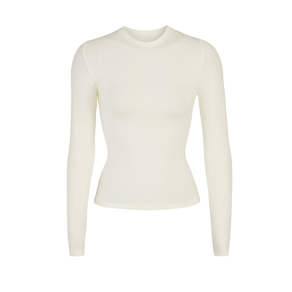 Skims COTTON JERSEY LONG SLEEVE T-shirt Wit | CEB-206145