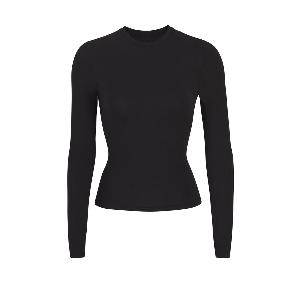 Skims COTTON JERSEY LONG SLEEVE T-shirt Zwart | JDV-415963