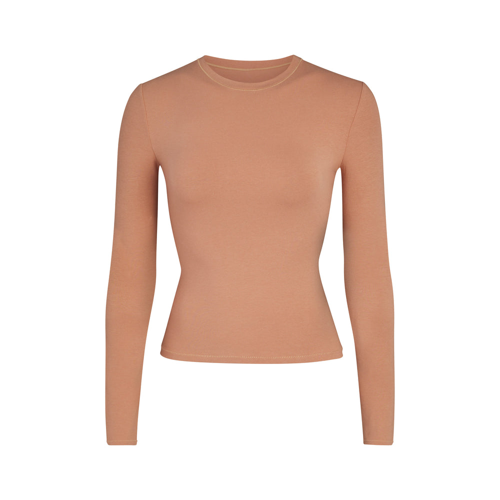 Skims COTTON JERSEY LONG SLEEVE T-shirt Abrikoos | KZL-483072