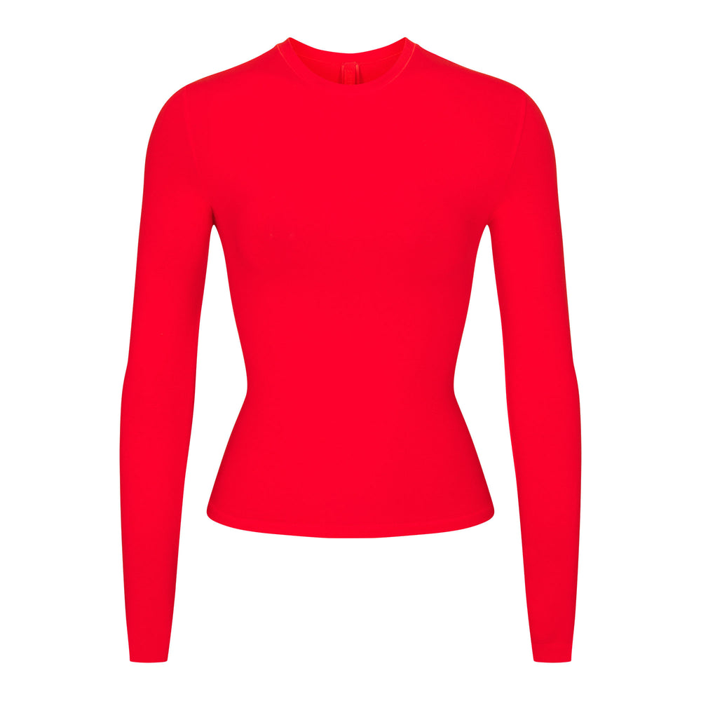 Skims COTTON JERSEY LONG SLEEVE T-shirt Rood | UEZ-285704