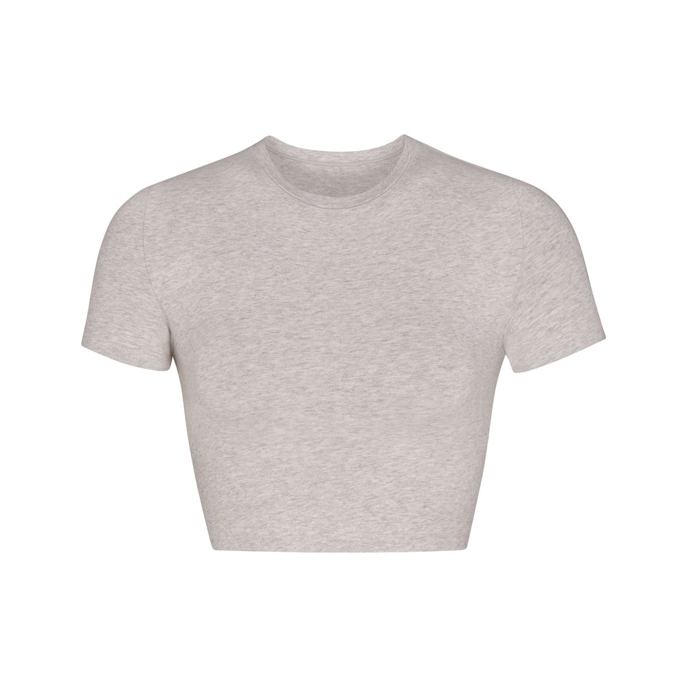 Skims COTTON JERSEY SUPER CROPPED T-shirt Lichtgrijs | SVX-038549