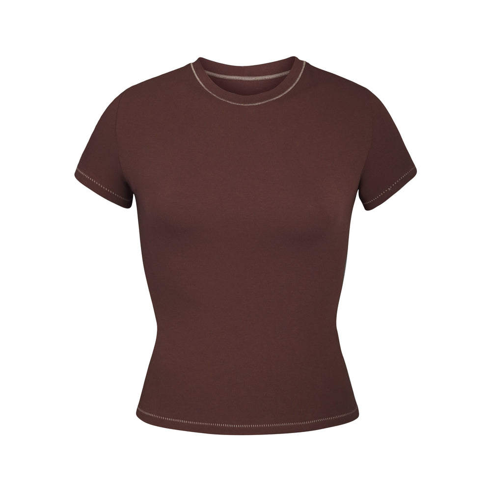 Skims COTTON JERSEY T-shirt Chocola | XON-724583
