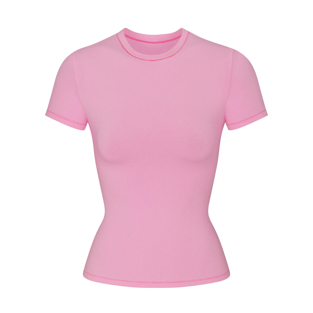 Skims COTTON JERSEY T-shirt Roze | WNU-240371