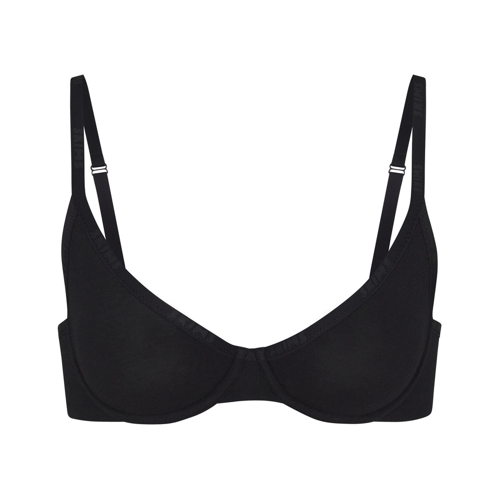 Skims COTTON LOGO DEMI Underwire Bra Zwart | CUZ-380412