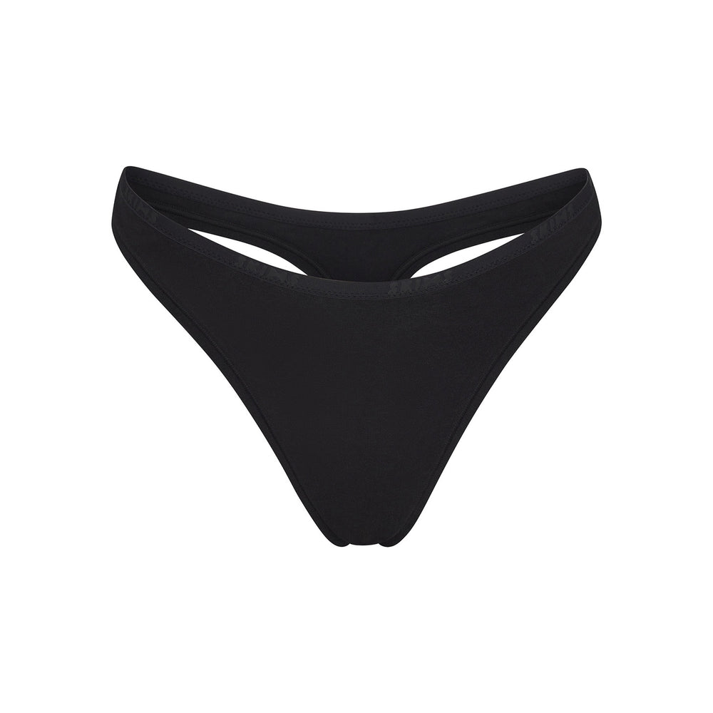 Skims COTTON LOGO DIPPED Thong Zwart | RQM-917248
