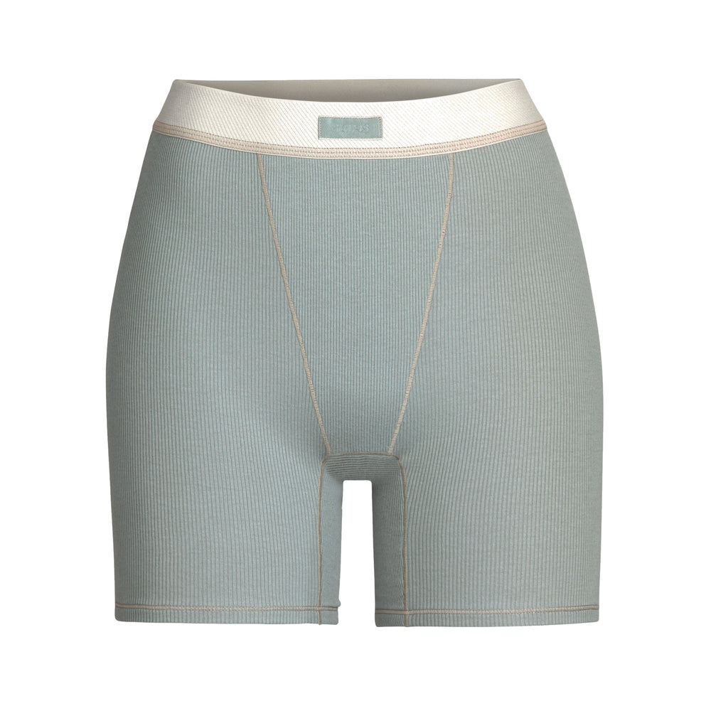 Skims COTTON RIB Boxer Shorts Blauw | EOV-716084