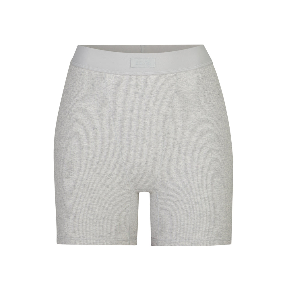 Skims COTTON RIB Boxer Shorts Lichtgrijs | SZQ-730514