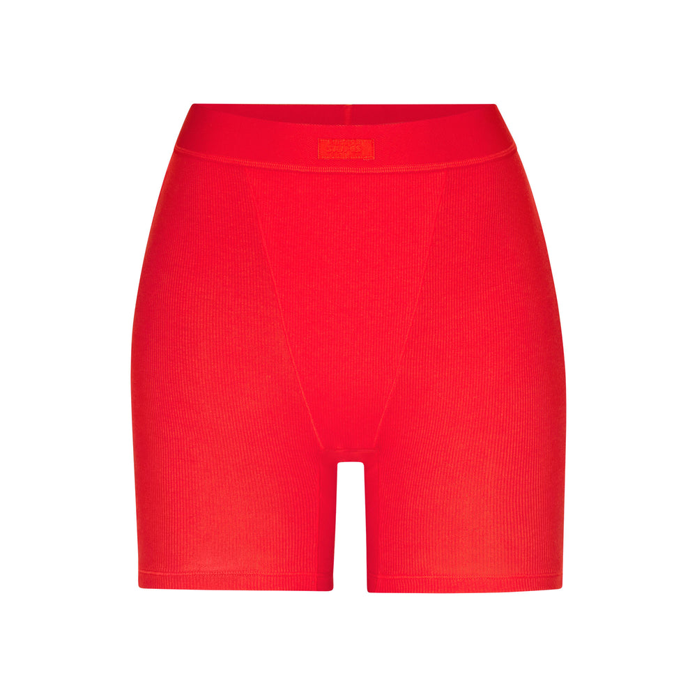 Skims COTTON RIB Boxer Shorts Rood | QUB-346950