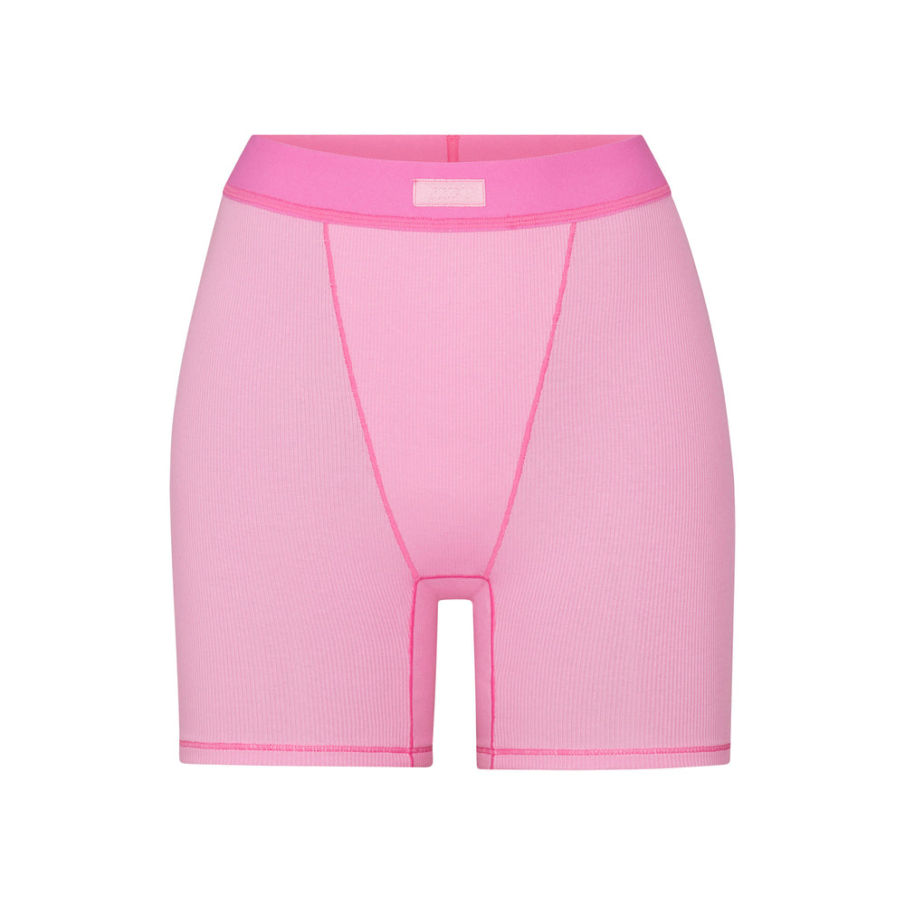 Skims COTTON RIB Boxer Shorts Roze | QPL-943856