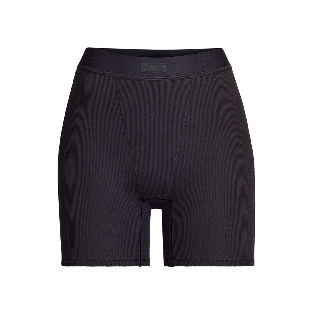 Skims COTTON RIB Boxer Shorts Zwart | OAT-562031