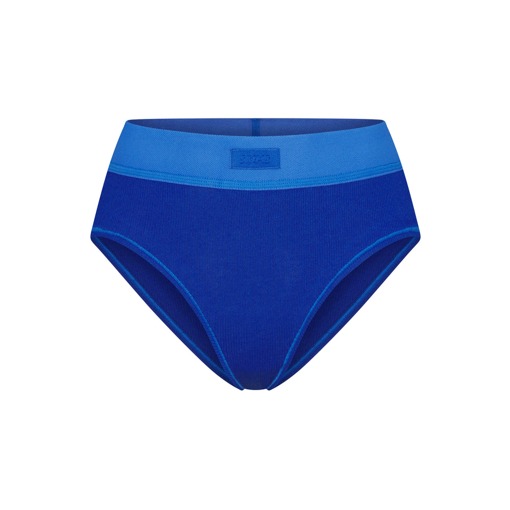 Skims COTTON RIB MID RISE Brief Blauw | KJS-067325