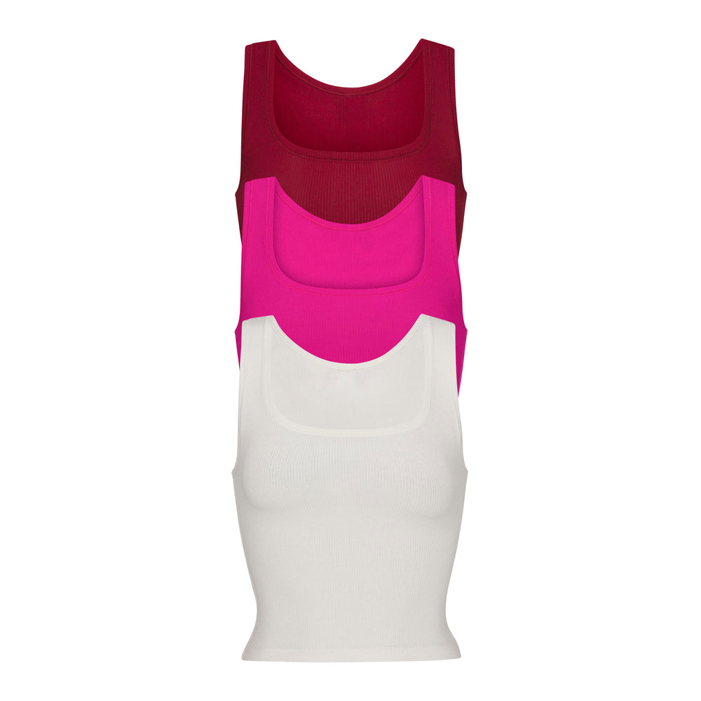 Skims COTTON RIB Pack Tank Donkerrood Gekleurd | OWU-746528
