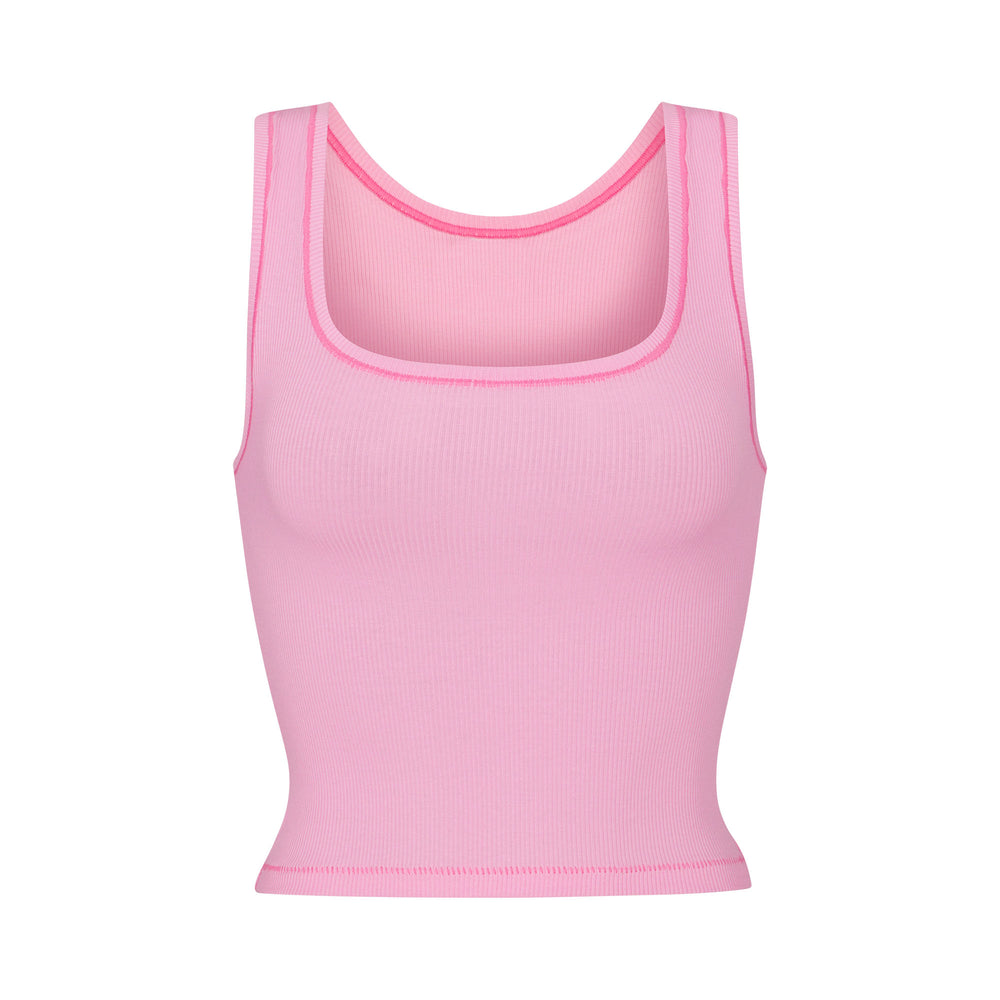 Skims COTTON RIB Tank Roze | XSM-320756