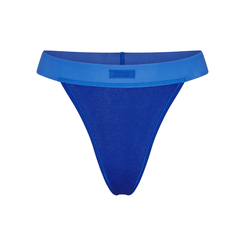 Skims COTTON RIB Thong Blauw | LJK-379815