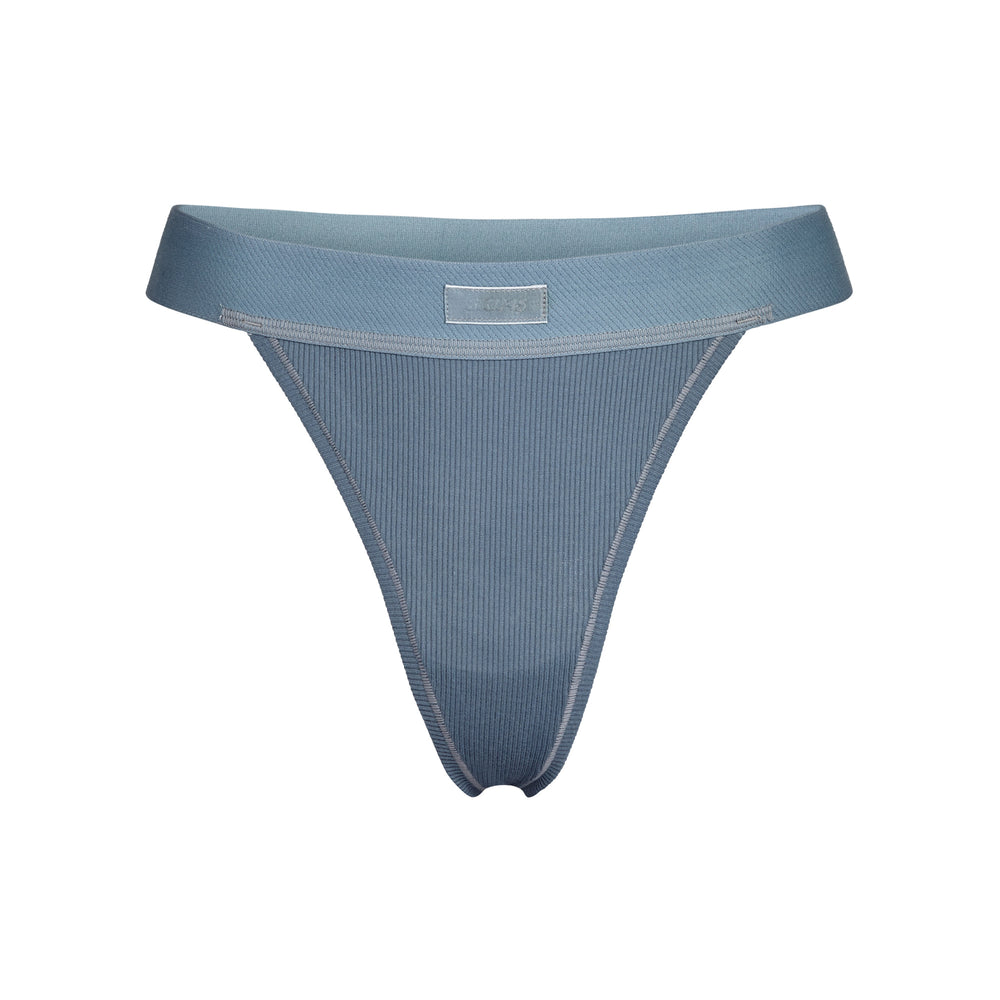 Skims COTTON RIB Thong Blauw | WYM-605721