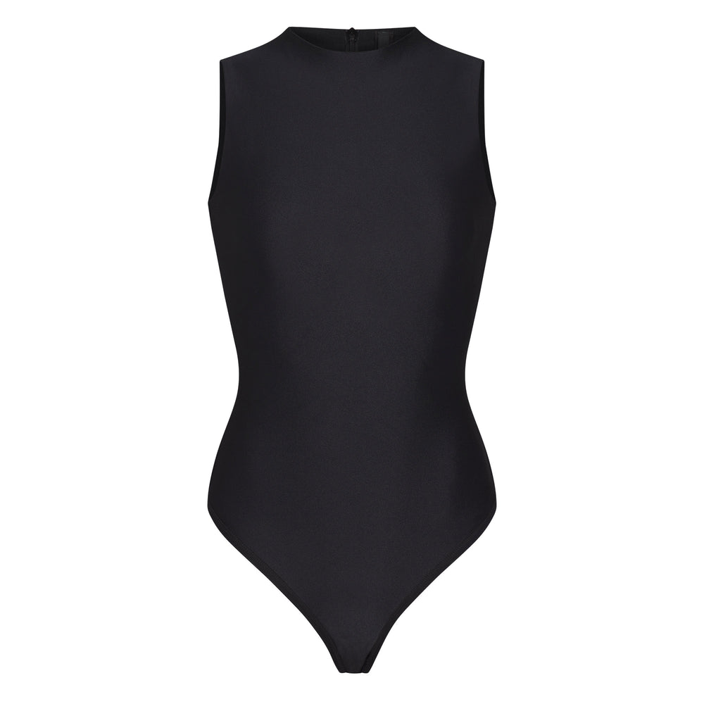 Skims DISCO SLEEVELESS Mock Neck Bodysuit Zwart | CAM-546198