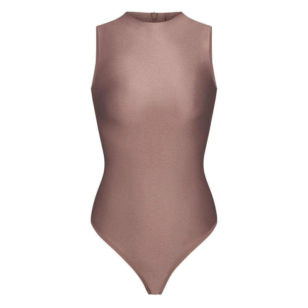 Skims DISCO SLEEVELESS Mock Neck Bodysuit Bruin | CHY-792015