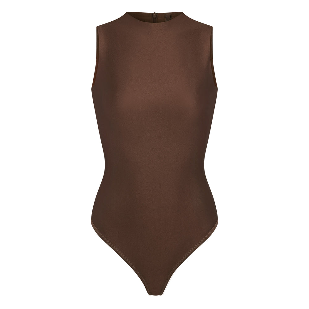 Skims DISCO SLEEVELESS Mock Neck Bodysuit Chocola | PGY-182504